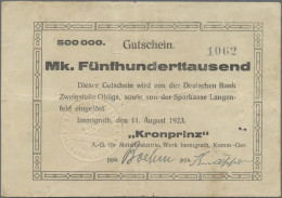 Deutschland - Notgeld - Rheinland: Immigrath, "Kronprinz" A.-G., 500 Tsd. Mark, - [11] Emisiones Locales