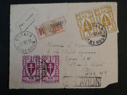 DG7 CAMEROUN     LETTRE DEVANT  1945   DOUALA PARIS ++2 PAIRES DE TP+++ AFF. INTERESSANT - Brieven En Documenten