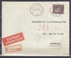Aangetekende Brief Van Verviers F2F Naar Bruxelles - 1936-1951 Poortman