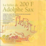 BELGIQUE - BANQUE NATIONALE - LE BILLET DE 200 F - ADOLPHE SAX. - Andere & Zonder Classificatie