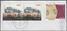 Fragment - Transport Bus & Mask -|- Mundifil Nºs - 3919 + 3421 - Postmark 2014 - Usati