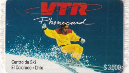 CHILE - Centro De Ski/El Colorado, VTR Prepaid Card $3000, Tirage 5000, Exp.date 12/96, Mint - Chile