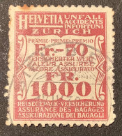 Schweiz 1930 „HELVETIA ZÜRICH UNFALL REISEGEPÄCK VERSICHERUNG 0,70“ Stpl BIEL (cinderella Insurance Stamp Assurance - Revenue Stamps