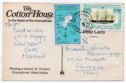 GRENADINES OF ST.VINCENT-WEST INDIES - MUSTIQUE ISLAND/COTTON HOUSE / THEMATIC STAMPS - MAP-SHIP - Saint-Vincent-et-les Grenadines