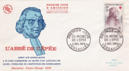 FDC--1959-- Croix-Rouge 1959-- Ch.MICHEL DE L'EPEE (Abbé)-Langage Des Signes.......cachet  VERSAILLES --78... - 1950-1959