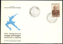 SKATING - ITALIA BOLOGNA 1957 - 7° CAMPIONATO EUROPEO PATTINAGGIO ARTISTICO - BUSTA UFFICIALE - M - Patinaje Artístico