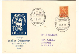 Finlande - Carte Postale De 1959 - Oblit Helsinki - - Brieven En Documenten
