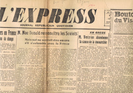 JEUX OLYMPIQUES 1924  - CHAMONIX - LOT DE 11 JOURNAUX - L'EXPRESS DU 27 JANVIER AU 06 FEVRIER 1924 - - Autres & Non Classés