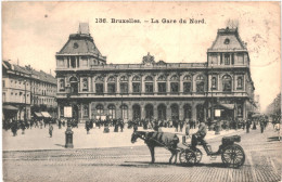 CPA Carte Postale Belgique Bruxelles Gare Du Nord  Animée 1913   VM75965 - Spoorwegen, Stations