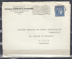 Brief Van Antwerpen X Naar Paris (Frankrijk) - 1936-1951 Poortman