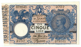 5 LIRE BIGLIETTO DI STATO VITTORIO EMANUELE III FLOREALE 14/10/1917 QFDS - Regno D'Italia – Autres