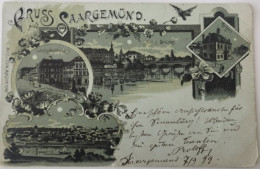 Gruss Aus Saargemünd, Mondschein-Litho, Sarreguemines, Elsass-Lothringen, 1899 - Elsass