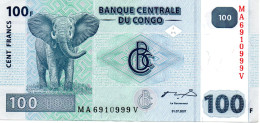 CONGO  Billet Banque 100 F  Bank-note Banknote éléphant - Democratische Republiek Congo & Zaire