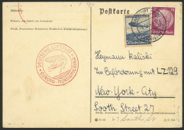 GERMANY: 4/MAY/1936 Hamburg - USA, Card Sent By Airmail Carried On The Hindenburg Flight, With Arrival Backstamp New Yor - Brieven En Documenten