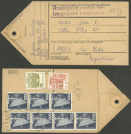 GERMANY - BERLIN: Tag Of A Parcel Post With Printed Matter Sent To Argentina With Large Postage Of 38.80Mk., Very Intere - Briefe U. Dokumente
