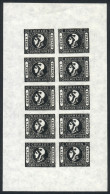 ARGENTINA: GJ.17 (Sc.10), Reprint In Mini-sheet Of 10 Examples, Excellent Quality! - Buenos Aires (1858-1864)