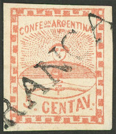 ARGENTINA: GJ.1, With FRANCA Cancel In Serif Font, Of Gualeguaychú (+400%), VF Quality, Catalog Value US$40 + 400% = US$ - Gebruikt