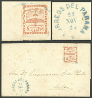 ARGENTINA: GJ.1, 5c. Red On Folded Cover To Salta With FRANCA Cancel Along Datestamp Of PARANÁ 20/NO/1860, VF! - Brieven En Documenten