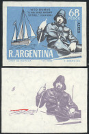 ARGENTINA: GJ.1447, 1968 Vito Dumas (single-handed Sailor), PROOFS Printed On The Paper Used For The Issue (with Gum And - Luftpost