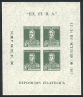 ARGENTINA: GJ.HB 1 (Sc.452), 1935 EXFIBA Philatelic Exposition, VF Quality, GJ Catalog Value US$60. - Blocks & Kleinbögen