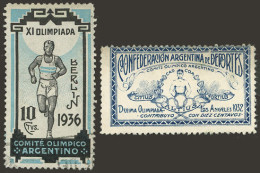ARGENTINA: 2 Rare Cinderellas Of The 1932 Los Angeles And 1936 Berlin Olympic Games, VF Quality! - Vignetten (Erinnophilie)