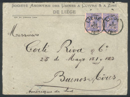 BELGIUM: 6/NO/1886 LIEGE - Argentina: Cover Franked By Sc.53 Pair, Liege Datestamp, And On Reverse Paris Transit And Bue - Andere & Zonder Classificatie