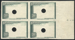 BRAZIL: Sc.448, 1937 2000Rs. Botanical Garden In Rio, PROOF Of The Frame, MNH Block Of 4 With Punch Hole In The Center,  - Other & Unclassified