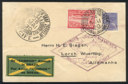 BRAZIL: 24/MAY/1930 Rio De Janeiro - Lorch (Germany), Via ZEPPELIN: Cover Franked By Sc.4CL2 + 500Rs. Definitive, Specia - Otros & Sin Clasificación