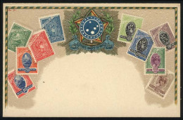 BRAZIL: Postage Stamps And Coat Of Arms, Emboseed, Circa 1905, VF - Sonstige & Ohne Zuordnung