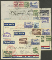 CZECHOSLOVAKIA: 5 Airmail Covers Sent To Argentina Between 1937 And 1939 By Germany DLH, With Attractive Postages, Very  - Other & Unclassified