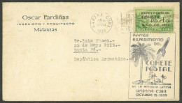 CUBA: 15/OC/1939 Habana - Argentina, FDC Cover Of The Issue "First Postal Rocket Experiment" (Sc.C31), Arrival Backstamp - Andere & Zonder Classificatie