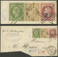 FRANCE: Large Part Of A Letter Posted On 6/MAY/1872 With Nice 3-color Franking Of 1Fr., Very Nice! - Other & Unclassified