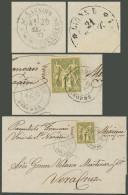 FRANCE: 30/AU/1877 Bordeaux - Mexico, Folded Cover Sent "via St. Nazaire" Franked With 1Fr. Peace & Commerce Type I (Sc. - Sonstige & Ohne Zuordnung