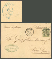 FRANCE: 30/SE/1878 Bordeaux - Mexico, Folded Cover Sent "via England" Franked With 1Fr. Peace & Commerce Type I (Sc.76 A - Other & Unclassified