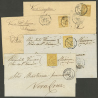 FRANCE: 4 Folded Covers Sent From Bordeaux To Mexico Between 1881 And 1883, All Franked With 25c. (Sc.99), 3 Of The Cove - Sonstige & Ohne Zuordnung