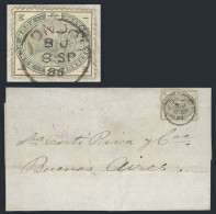 GREAT BRITAIN: 8/SEP/1886 LONDON - Buenos Aires: Folded Cover Franked By Sc.103 With Datestamp, On Reverse It Bears Two  - Sonstige & Ohne Zuordnung
