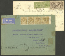 GREAT BRITAIN: 2 Airmail Covers Sent To Argentina In 1932 And 1934 By Air France, On Back There Are Transit Marks Of Tou - Sonstige & Ohne Zuordnung