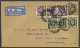 GREAT BRITAIN: Airmail Cover Sent To Argentina On 20/NO/1936 With Very Nice 3-color Postage, By Air France (with Transit - Sonstige & Ohne Zuordnung