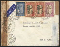 GUADELOUPE: Airmail Cover Sent From Pointe A Pitre To Rio De Janeiro (Brazil) On 29/JA/1942 Franked With 16,50Fr., With  - Sonstige & Ohne Zuordnung