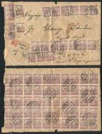 HUNGARY: Registered Cover Sent From Szentes To Praged On 27/FE/1923 With Spectacular Postage On Front And Reverse! - Autres & Non Classés