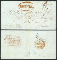 BRITISH INDIA: Entire Letter Dated MADRAS 11/SE/1843 And Posted To MADEIRA (arrival 2/JA/1844), On Front Bearing Red Ova - Other & Unclassified