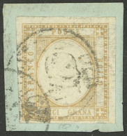 ITALY: Sc.25a, 1861 10g. Ocher, Used On Fragment, Very Fine Quality! - Zonder Classificatie