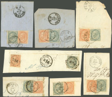 ITALY: Sc.26 + 27, Printed By De La Rue, 7 Fragments Of Folded Covers Franked With One Example Of Each Value, All Used B - Ohne Zuordnung