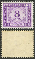 ITALY: Yvert 80, 1955/6 8L. Lilac, With "multiple Stars" Watermark, Mint Lightly Hinged, Very Fine Quality!" - Unclassified