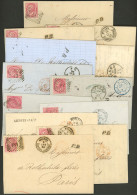 ITALY: 12 Entire Letters Sent To Paris Between 1866 And 1873, All Franked With 60c. (Sc.32), Attractive Postal Marks, Ex - Sin Clasificación