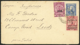 PARAGUAY: 21/AP/1909 Asunción - England, 10c. Stationery Envelope + Additional 65c., With Arrival Backstamp Of Leeds 20/ - Paraguay