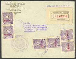 PARAGUAY: Official Cover Sent From Asunción To Ecuador By Registered Mail On 9/JA/1946 Franked With Official Stamps For  - Paraguay