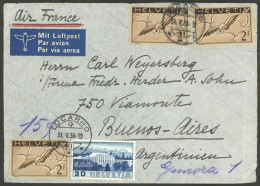 SWITZERLAND: 31/MAY/1938 Locarno - Argentina, Airmail Cover Sent "via Air France" Franked With 6.30Fr., Buenos Aires Arr - Andere & Zonder Classificatie
