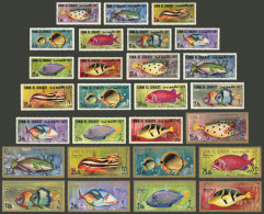 UMM AL QIWAIN: Fish, Complete Set Of 27 MNH Values, Excellent Quality! - Umm Al-Qaiwain