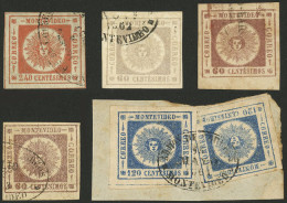 URUGUAY: Sc.12 + Other Values, Small Lot Of 6 Used Classic Stamps, 2 On Fragment, Very Fine General Quality! - Uruguay